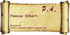 Pascus Albert névjegykártya